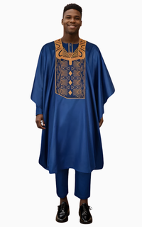 Boubou Africain Homme Bleu
