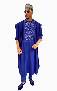 Boubou Africain Homme Bleu