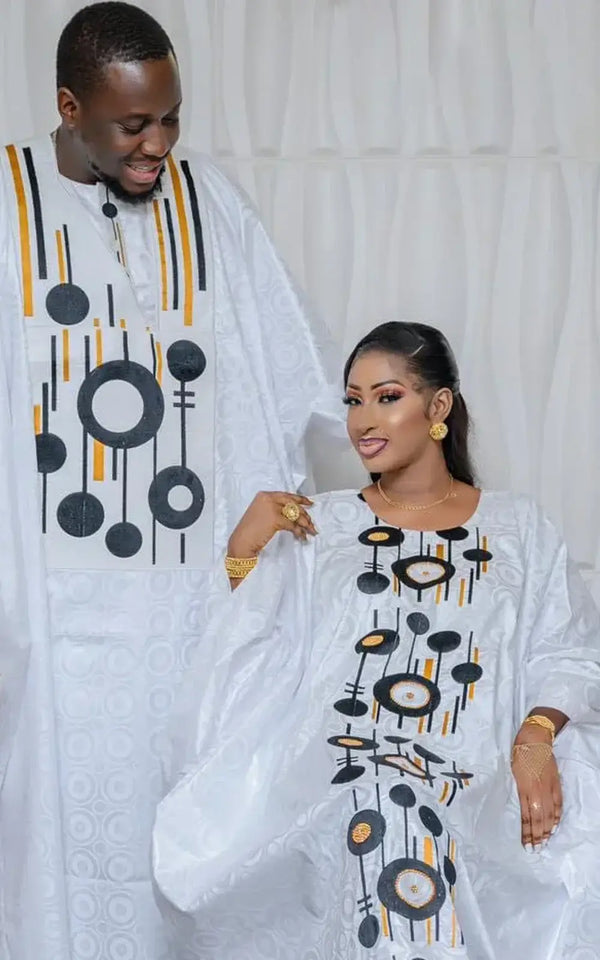 Boubou Africain Pour Couple Blanc