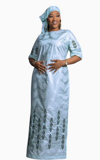 Boubou Bazin Blanc Femme – Afro Élégance - Main Image