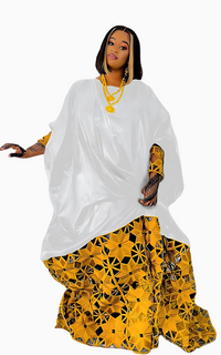 Boubou Bazin Femme Jaune et Blanc