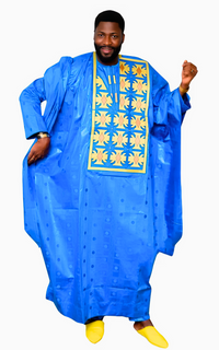 Boubou Bazin Riche Homme Bleu