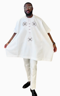 Boubou Blanc Pour Homme Manches Courtes