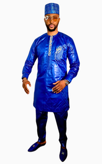 Boubou Homme Bazin Bleu