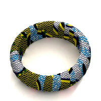 Bracelet Tissu en Wax Gris Jaune