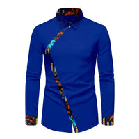 Chemise Africaine Homme Manche Longue Bleue Foncée