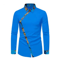 Chemise Africaine Homme Manche Longue Bleue