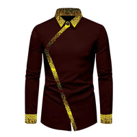 Chemise Africaine Homme Manche Longue Marron