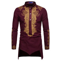 Chemise Africaine Longue Noire Et Dorée