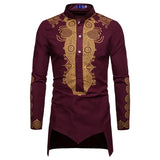 Chemise Africaine Longue Noire Et Dorée