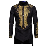 Chemise Africaine Longue Noire Et Dorée