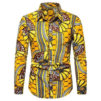 Chemise Africaine Manches Longues Jaune Orange