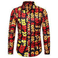 Chemise Africaine Manches Longues Rouge Jaune