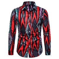 Chemise Africaine Manches Longues Rouge Noir