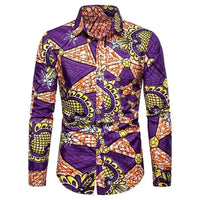 Chemise Africaine Manches Longues Violette