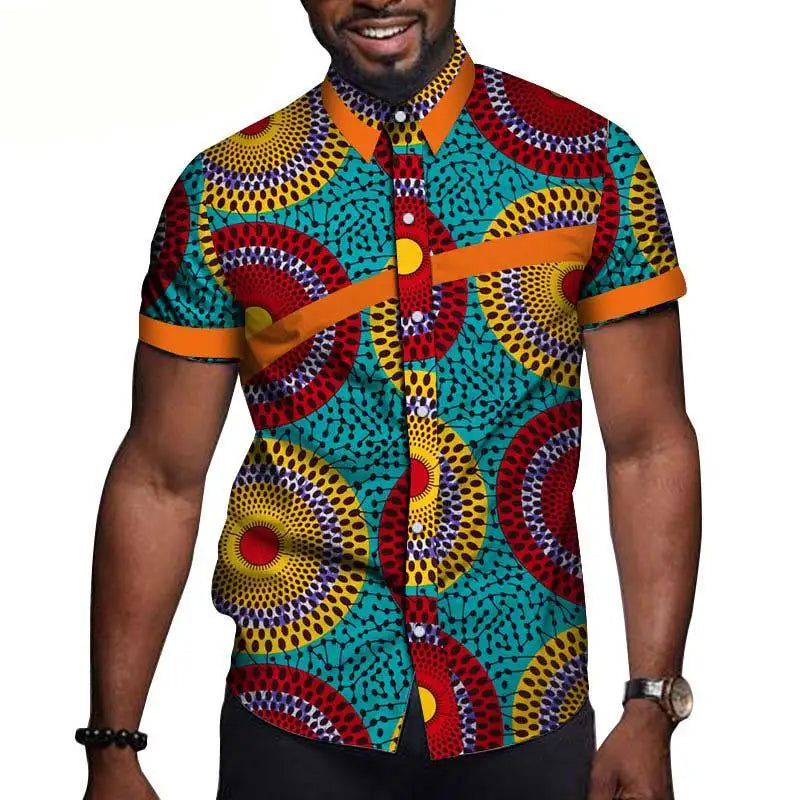 Motif Rwanda Chemise Manches Courtes Motif Africain – Afro Élégance