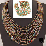 Collier Africain en Perles Multicouches