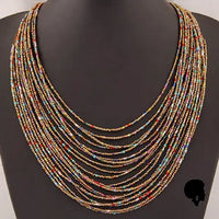 Collier Africain en Perles Multicouches