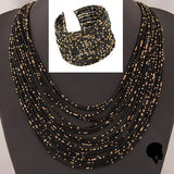Collier Africain en Perles Multicouches