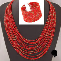 Collier Africain en Perles Multicouches