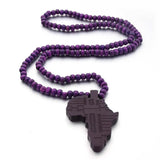 Collier Continent Africain en Bois