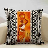 Coussin Motif Femme Africaine et Vase