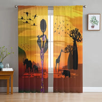 Double Rideaux Transparent Savane Africaine