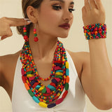 Ensemble Collier Africain Perles Géométriques