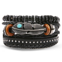 Ensemble de Bracelet Africain Vintage en Cuir