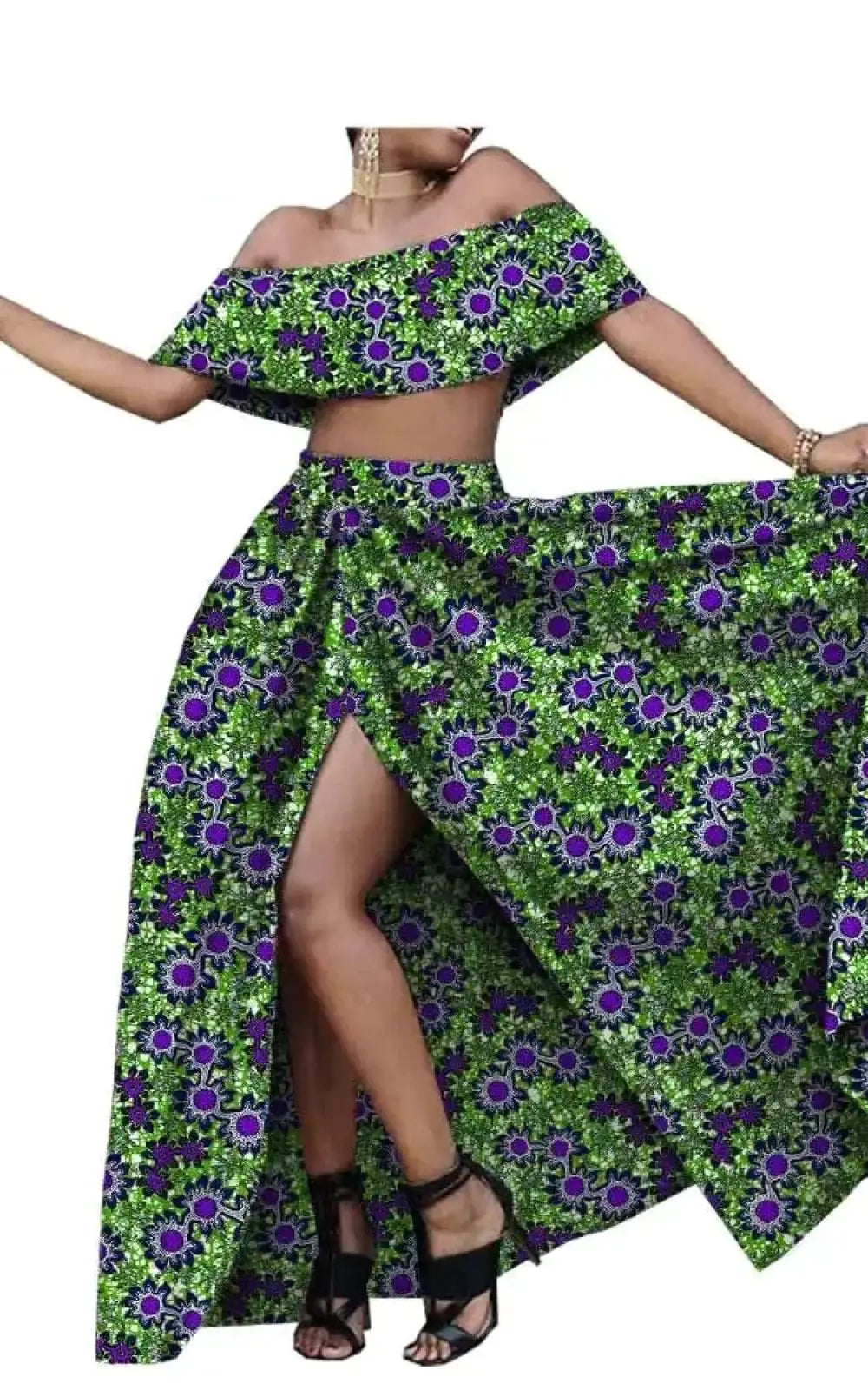Jupe femme africaine veroex longueur genou avec ceinture latérale