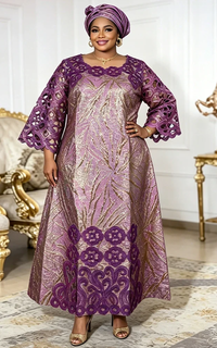 Robe Africaine Guipure Manche Longue