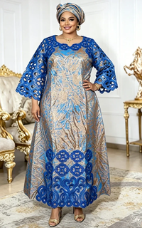 Robe Africaine Guipure Manche Longue