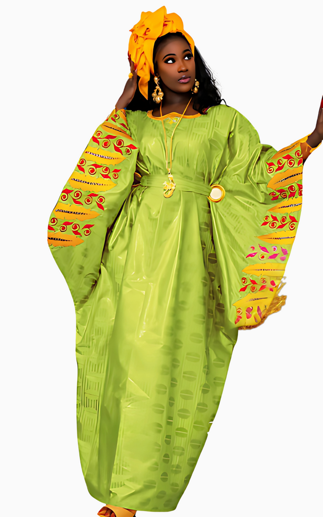 Grand Boubou Bazin Riche Femme Avec Ceinture – Afro Élégance