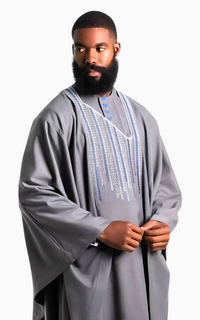 Grand Boubou Sénégalais Homme Gris