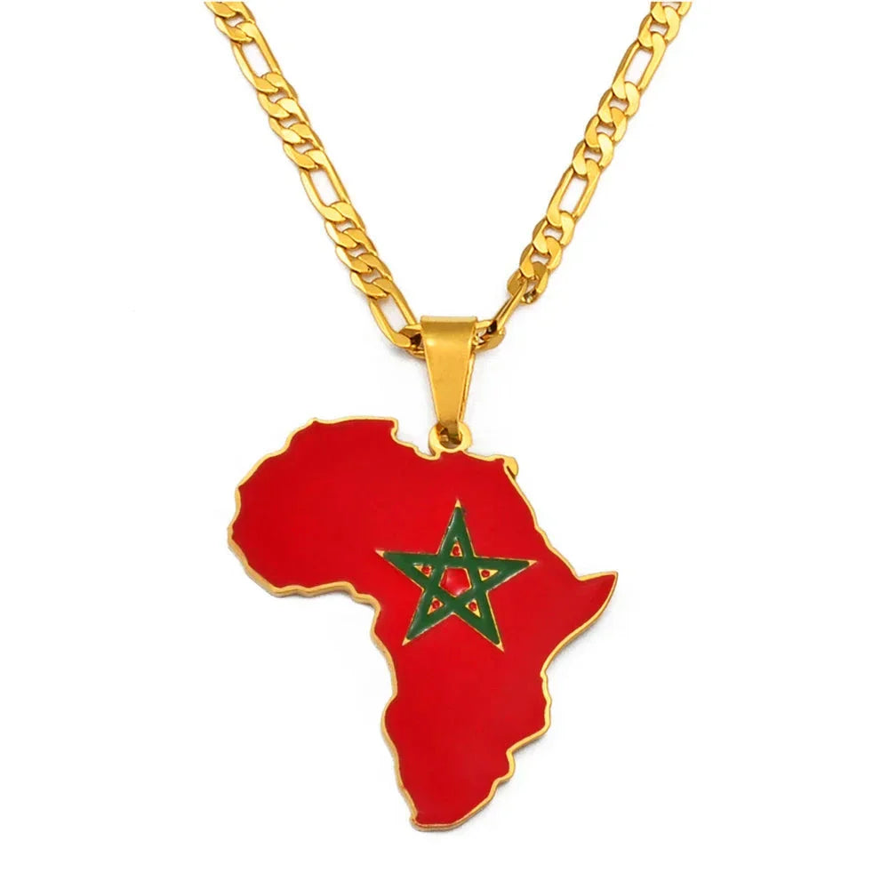 Pendentif Plaqué Or Jaune Maroc Morocco - Bijou Unisexe, Neuf Sans Emballage