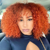 Perruque Afro Marron Avec Frange