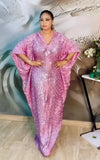 Robe Africaine Boubou Rose à Paillettes