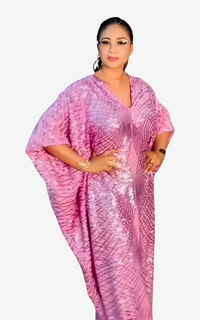 Robe Africaine Boubou Rose à Paillettes