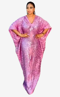 Robe Africaine Boubou Rose à Paillettes
