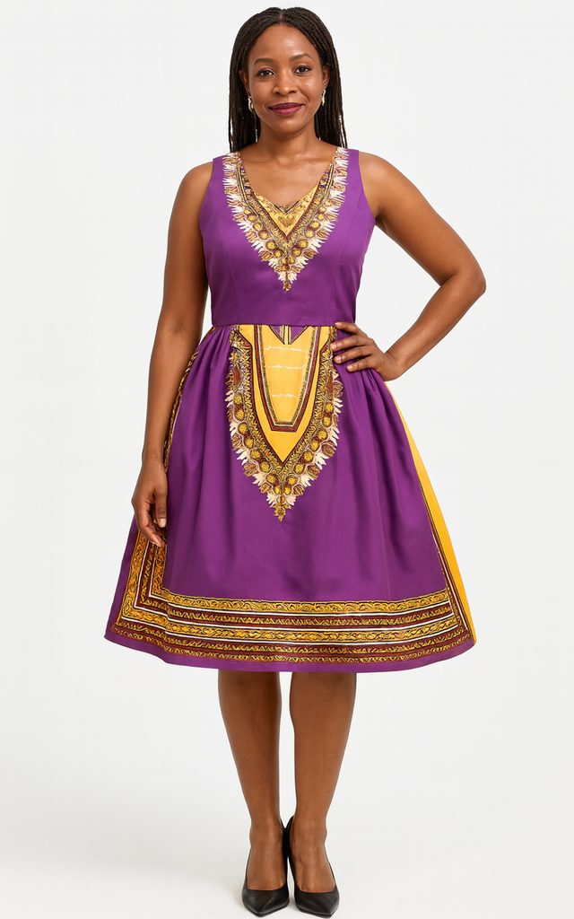 Robe Africaine Chic Violette – Afro Élégance
