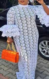 Robe Africaine En Dentelle Blanche