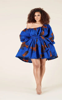 Robe Africaine Épaule Nue Courte