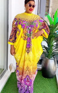 Robe Africaine Femme Jaune Et Violette