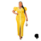 Robe Africaine Femme Manche Courte Col V