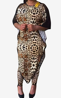 Robe Africaine Léopard Manches Chauve-Souris