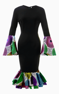 Robe Africaine Manches Évasées Noire