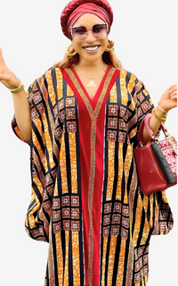 Robe Boubou Africain Rouge Corail