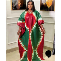 Robe Boubou Africain Rouge Et Vert