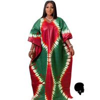 Robe Boubou Africain Rouge Et Vert