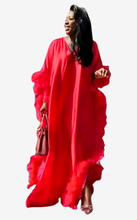 Robe Boubou Africaine en Plumes